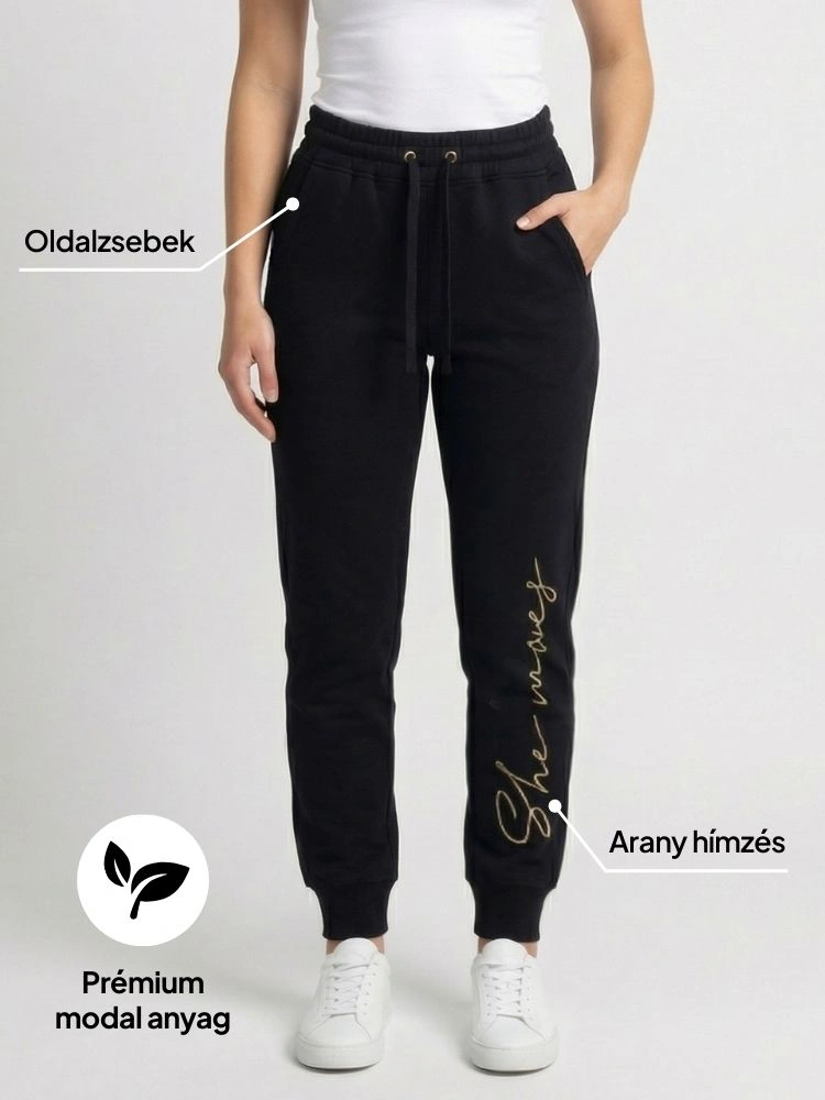 Modal skinny szárú jogger nadrág Etna Gold