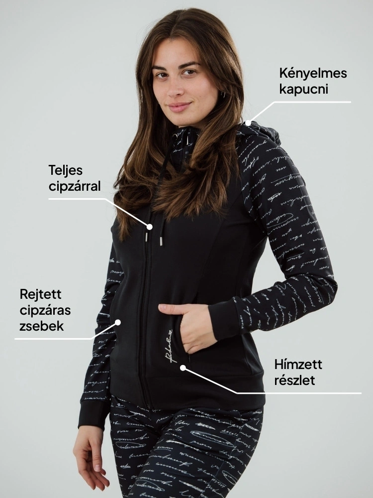 Cipzáras kapucnis pulóver Ink