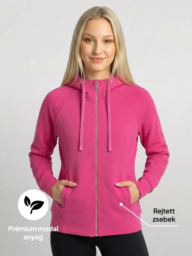 Modal karcsúsított kapucnis pulóver activa Hot Pink