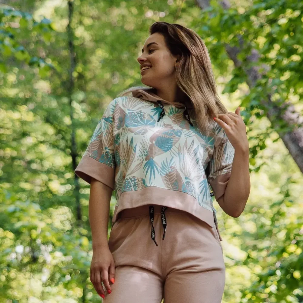 Blush Tropical Short Sleeve Sweater