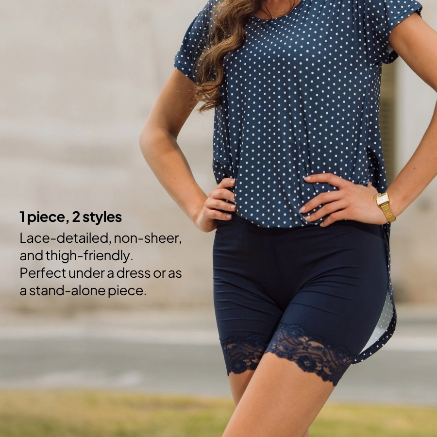 Bikers with Lace Navy